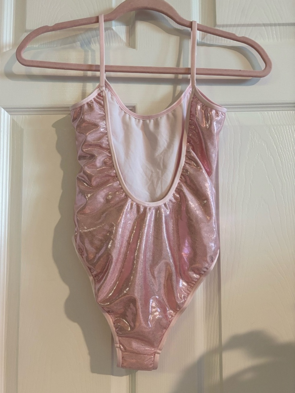 NWT LESLIE AMON Bella One-piece Swimsuit in Metallic-nylon Pink Size Small - Picture 2 of 6